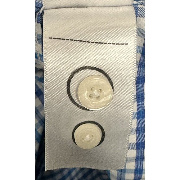 UNTUCKit Mens Button Up Shirt Lehman Long Sleeve Blue Plaid Check Size X-Large - Picture 11 of 12